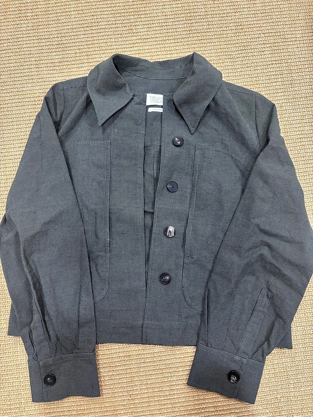 Toast Hal Micro Houndstooth Cotton Linen Workwear Jacket Workwear Jacket Black